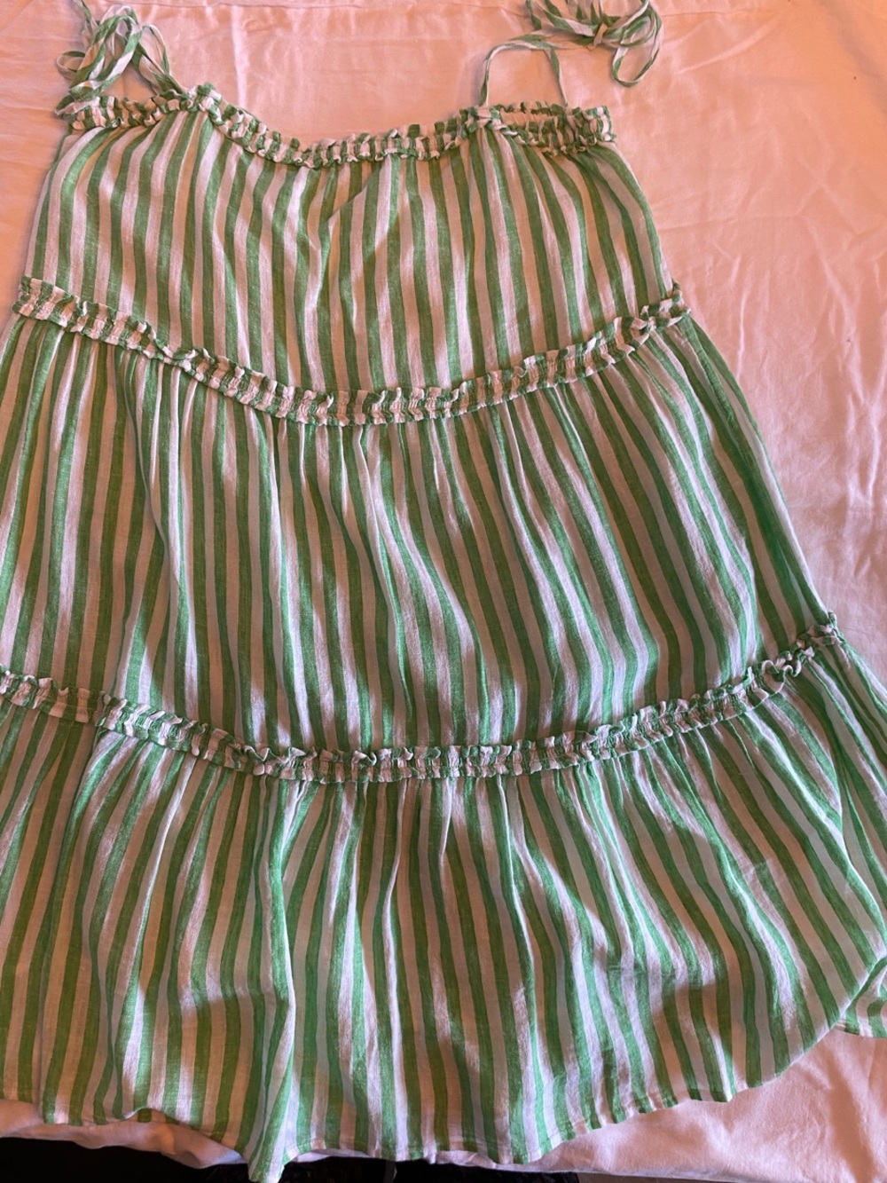Rails White Linen Blend Tiered Spaghetti Strap Dress